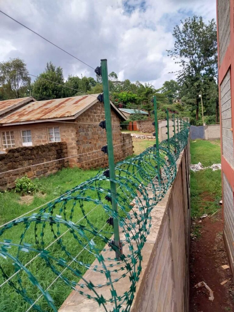 wall top electric fence installation in Kenya